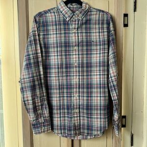Vineyard Vines Blue and Red Plaid Button-Down Shirt